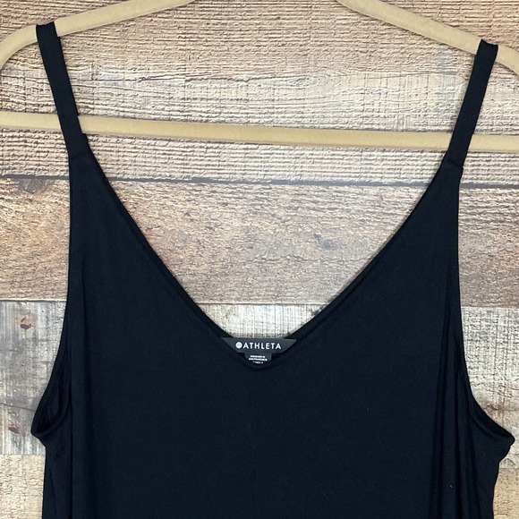 Athleta Nighttime Bliss Sleep V Neck Romper Black Sleeveless Size Large - Picture 2 of 9